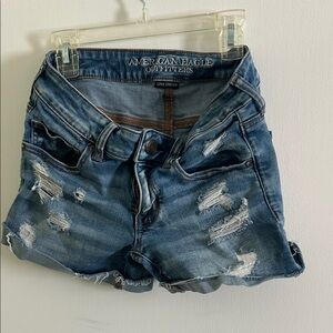 American Eagle Outfitters Women's Distressed Blue Jean Shorts